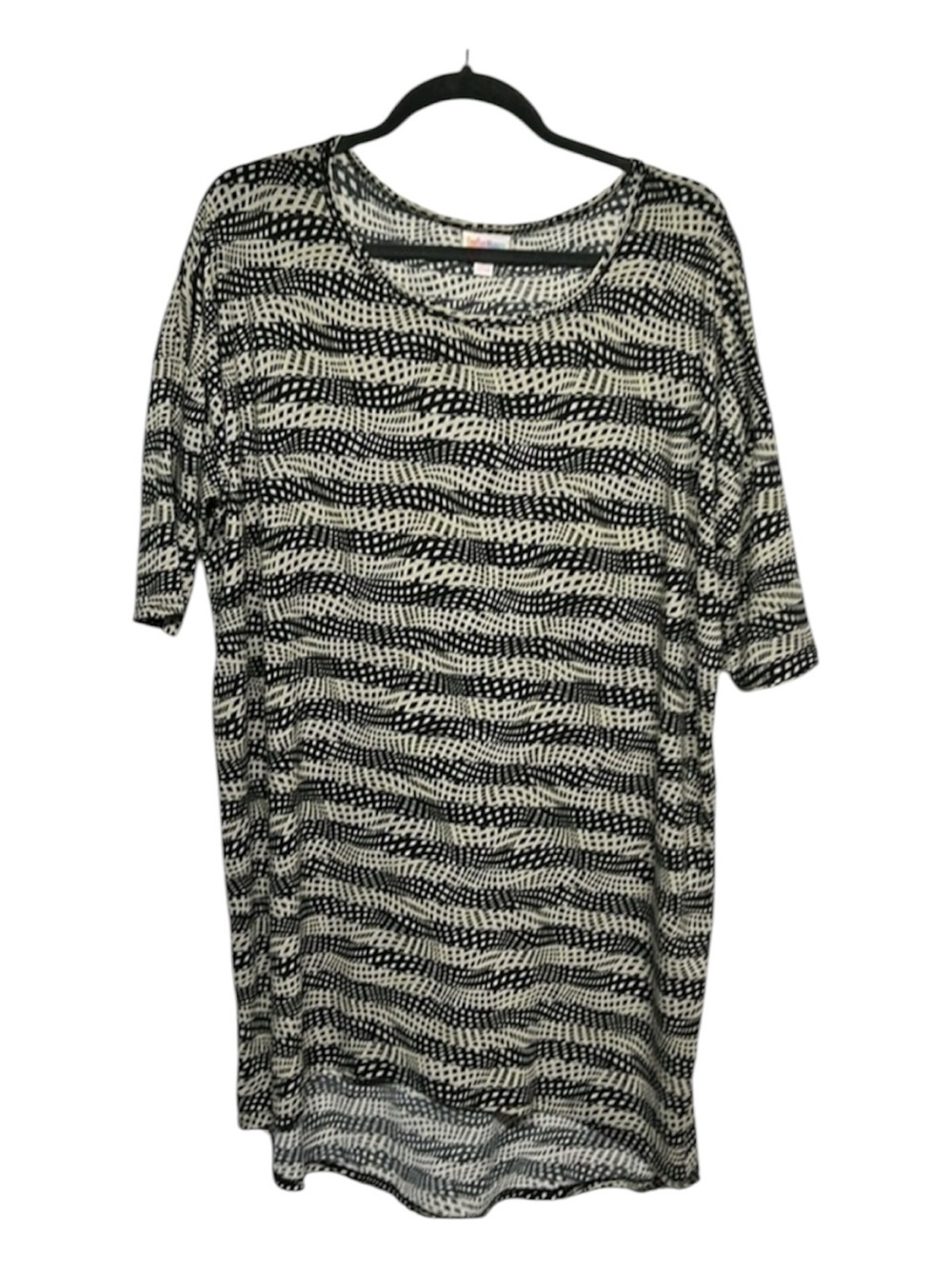 LuLaRoe Black Tan Abstract Print High Low Tunic Dress Women’s Medium